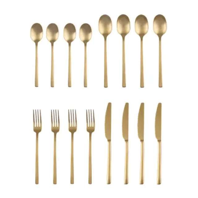 Cambridge Eliana Black Satin 12-pc. Flatware Set, Color: Black