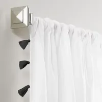 Elrene Home Fashions Bianca Tassle 100% Cotton Embellished Light-Filtering Rod Pocket Single Curtain Panel