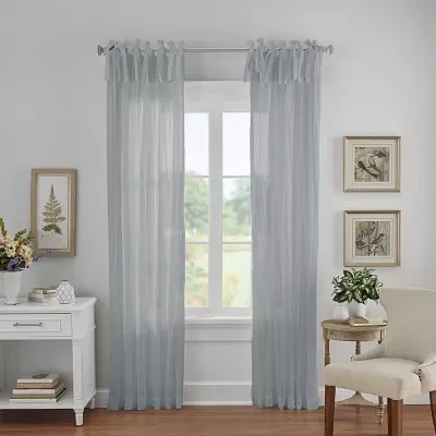 Elrene Home Fashions Jolie Crushed Tie Top Sheer Single Curtain Panel