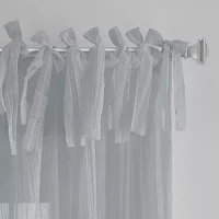 Elrene Home Fashions Jolie Crushed Tie Top Sheer Single Curtain Panel