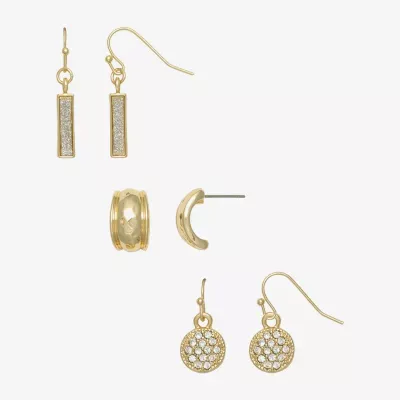 Mixit Hypoallergenic Gold Tone 3 Pair Earring Set