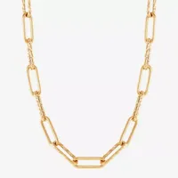 Made in Italy Womens 22 Inch 14K Gold Link Necklace Paperclip