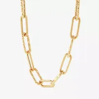 Made in Italy Womens 22 Inch 14K Gold Link Necklace Paperclip