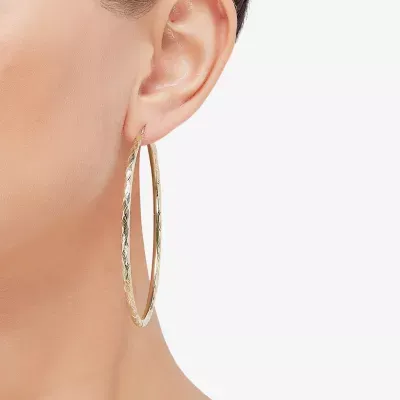 10K Gold 70mm Round Hoop Earrings