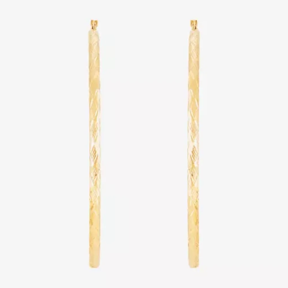 10K Gold 70mm Round Hoop Earrings