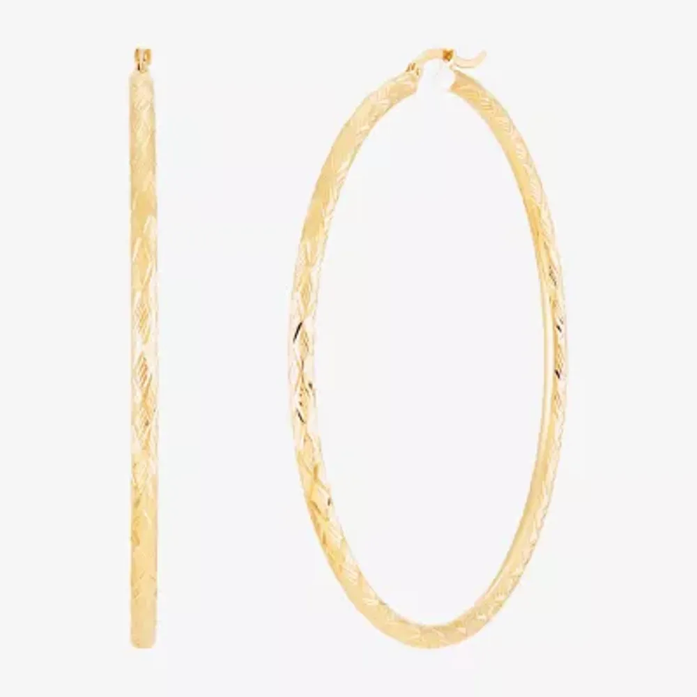 10K Gold 70mm Round Hoop Earrings