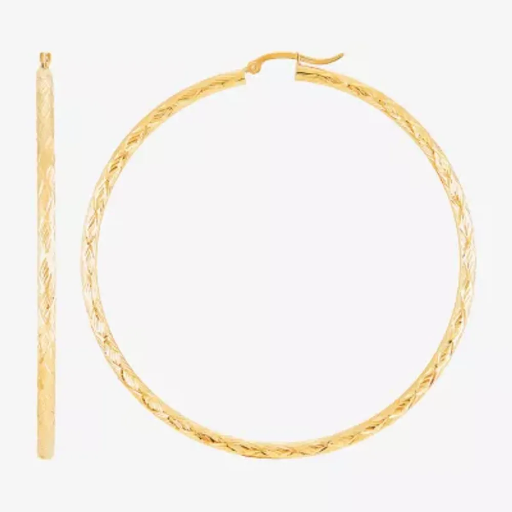 10K Gold 70mm Round Hoop Earrings