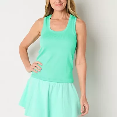 Xersion Womens Rib Scoop Neck Sleeveless Tank Top