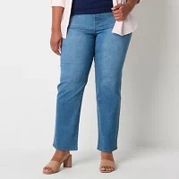 Gloria Vanderbilt Plus Womens High Rise Straight Leg Jean