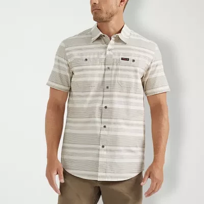 Wrangler Breeze Mens Moisture Wicking Regular Fit Short Sleeve Striped Button-Down Shirt