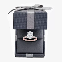 (G-H / Si1-Si2) Womens 2 1/4 CT. T.W. Lab Grown White Diamond 14K Gold Oval Side Stone Engagement Ring