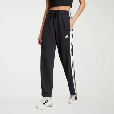 adidas Essential 3 Stripe French Terry Wide Leg Pant