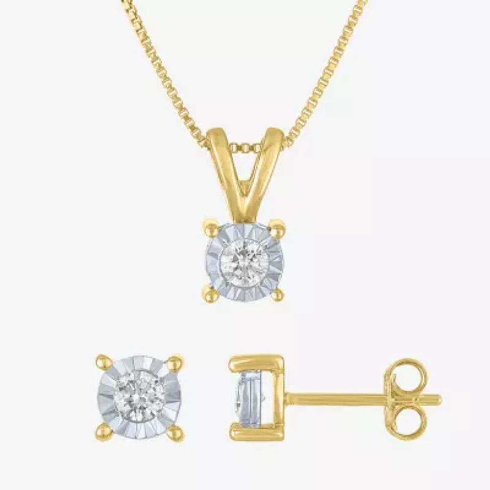 (G-H,I1-I2) 1/3 CT. T.W. Lab Grown White Diamond 14K Gold Over Silver Round 2-pc. Jewelry Set