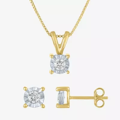(G-H,I1-I2) 1/3 CT. T.W. Lab Grown White Diamond 14K Gold Over Silver Round 2-pc. Jewelry Set