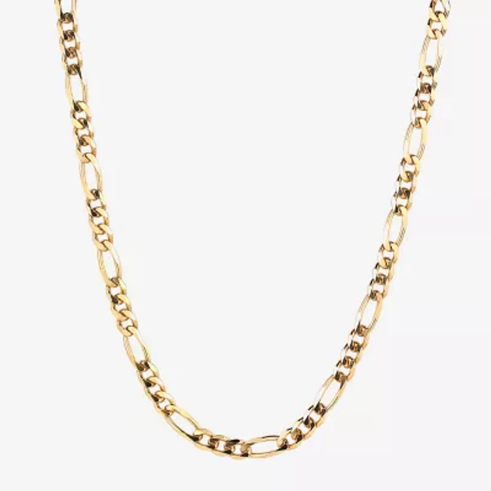 14K Gold Over Silver Solid Figaro Chain Necklace