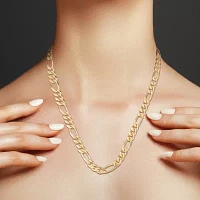 14K Gold Over Silver Solid Figaro Chain Necklace