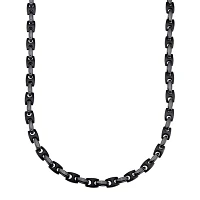 Mens Stainless Steel and Black IP H-Link Chain Necklace