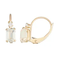 Lab Created Sapphire 10K Gold Rectangular Drop Earrings