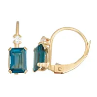 Genuine Blue Topaz 10K Gold Drop Earrings