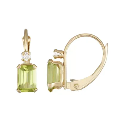Genuine Green Peridot 10K Gold Drop Earrings