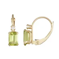 Genuine Green Peridot 10K Gold Drop Earrings