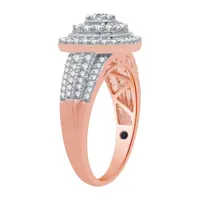 I Said Yes (H-I / I1) Womens 3/4 CT. T.W. Lab Grown White Diamond 14K Rose Gold Over Silver Sterling Side Stone Halo Engagement Ring