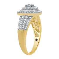 I Said Yes (H-I / I1) Womens /4 CT. T.W. Lab Grown White Diamond 14K Gold Over Silver Sterling Side Stone Halo Engagement Ring