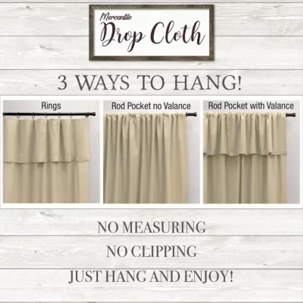 Mercantile Drop Cloth Light-Filtering Rod Pocket Set of 2 Curtain Panel