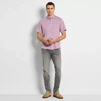 Van Heusen Performance Slim Mens Moisture Wicking Fit Short Sleeve Button-Down Shirt