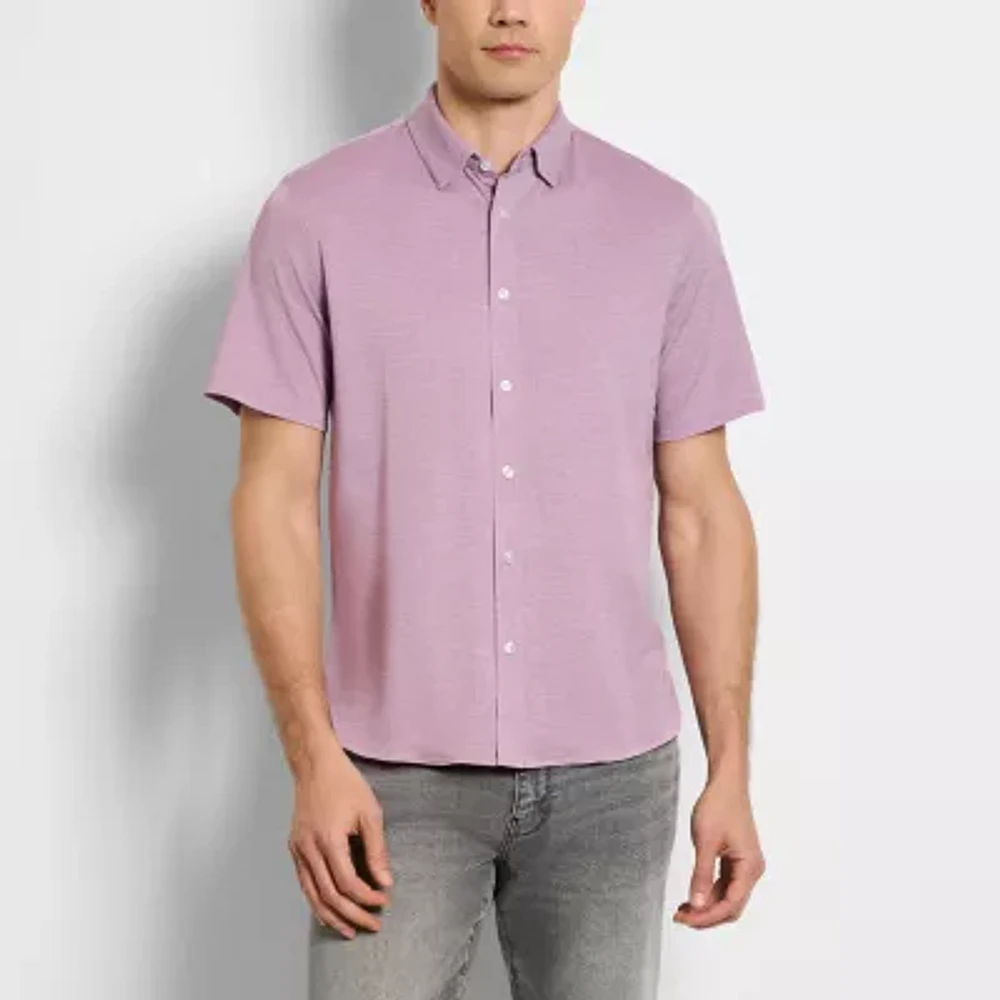 Van Heusen Performance Slim Mens Moisture Wicking Fit Short Sleeve Button-Down Shirt