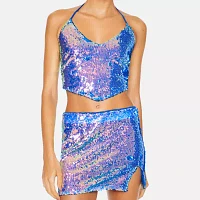 Forever 21 Sequin Womens Juniors Halter Neck Sleeveless Tank Top