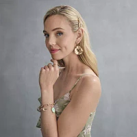 Bijoux Bar Gold Tone Flower Hoop Earrings