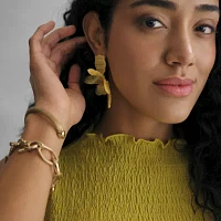 Bijoux Bar Gold Tone Womens Flower Hypoallergenic Drop Earrings