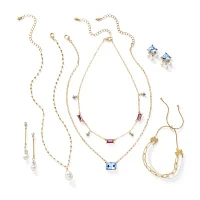 Bijoux Bar Delicates Gold Tone Cubic Zirconia Simulated Pearl Drop Earrings