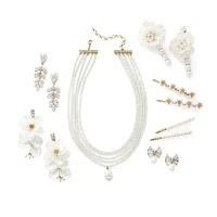 Bijoux Bar Gold Tone White Glass Gold Tone Strand Necklace