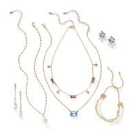 Bijoux Bar Delicates Gold Tone Womens Blue Glass Pendant Necklaces