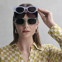 BCBGeneration Blue Round Powder Cateye Womens UV Protection Cat Eye Sunglasses