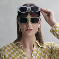 BCBGeneration Chunky Mint Rectangle Crystal Womens UV Protection Rectangular Sunglasses