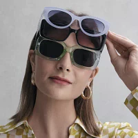 BCBGeneration Chunky Mint Rectangle Crystal Womens UV Protection Rectangular Sunglasses