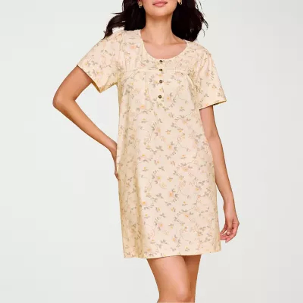 Ilusion Womens Short Sleeve Scoop Neck Nightshirt