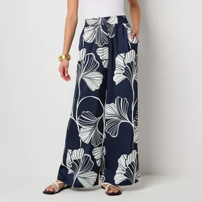 Worthington Tall Womens Wide Leg Pull-On Pants