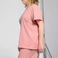 PUMA Womens Crew Neck Short Sleeve Rib T-Shirt Plus