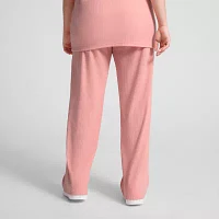 PUMA Womens Plus Mid Rise Rib Straight Pull-On Pants