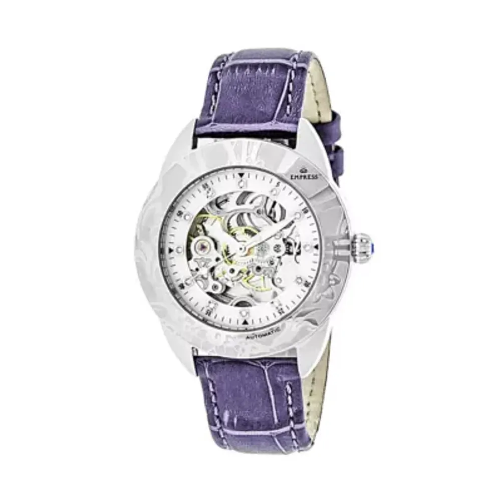 Empress Unisex Adult Purple Leather Strap Watch Empem1105