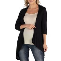 24/7 Comfort Apparel Elbow Length Sleeve Open Cardigan