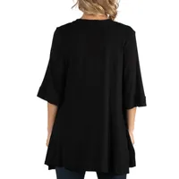 24/7 Comfort Apparel Open Front Elbow Length Sleeve Cardigan