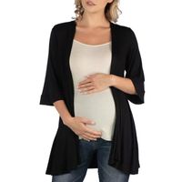 24/7 Comfort Apparel Open Front Elbow Length Sleeve Cardigan