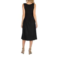 24/7 Comfort Apparel Fit and Flare Sleeveless Midi Dress