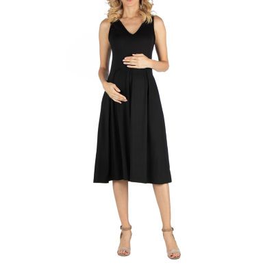 24/7 Comfort Apparel Fit and Flare Sleeveless Midi Dress