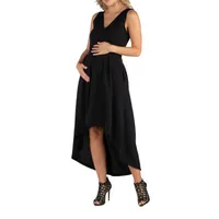 24/7 Comfort Apparel Sleeveles Fit and Flare High Low Dress